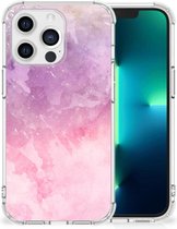 Smartphone hoesje Geschikt voor iPhone 13 Pro Stevige Telefoonhoesje met transparante rand Pink Purple Paint