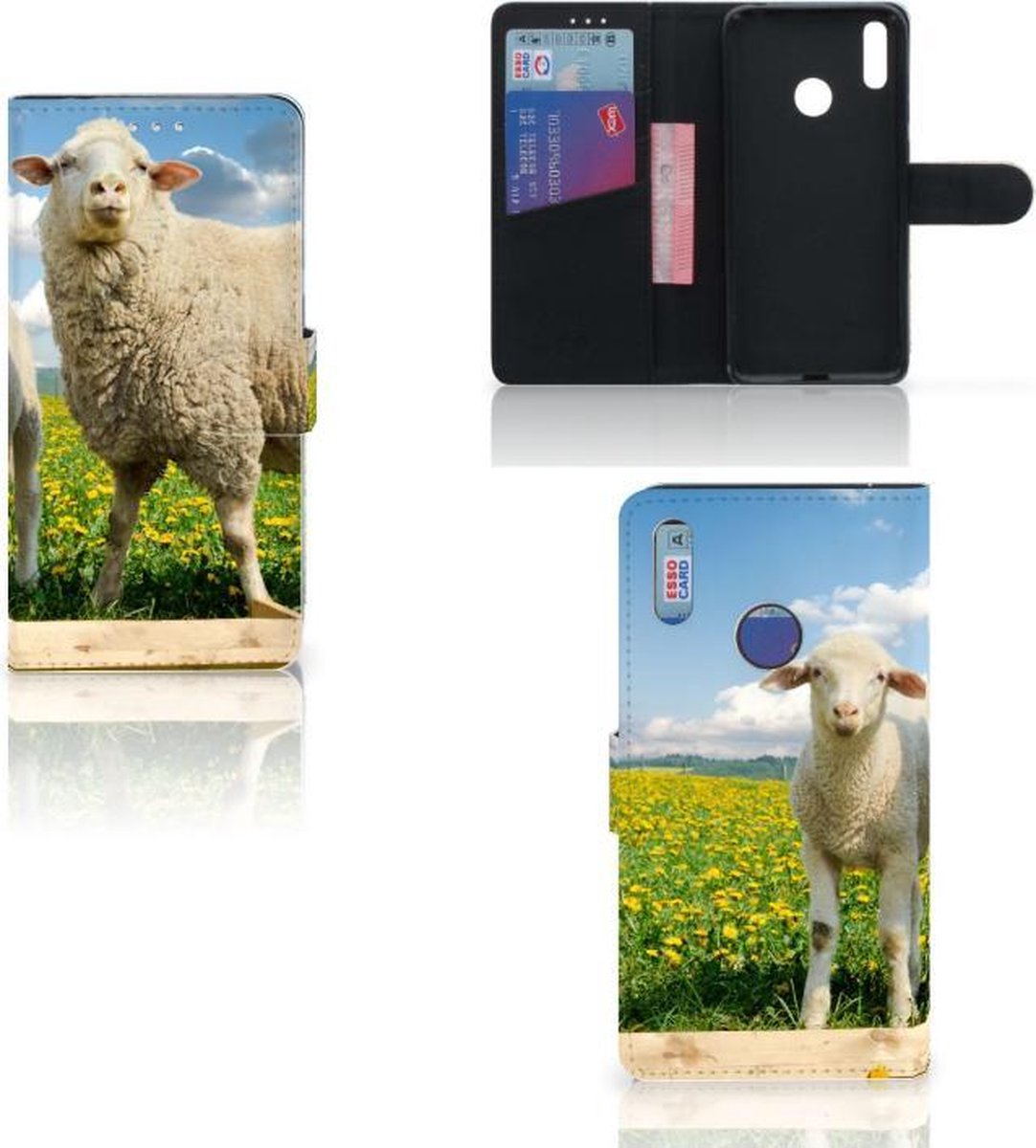Huawei Y7 (2019) Telefoonhoesje met Pasjes Schaap en Lammetje