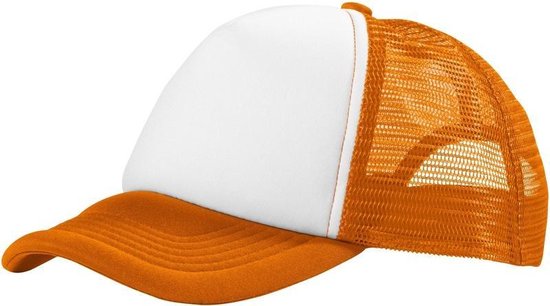 Truckers cap/pet oranje/wit voor volwassenen - Koningsday / Oranje supporters