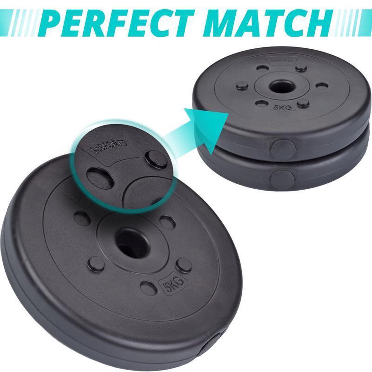 ScSPORTS Halterset 45 kg, Halterschijven kunststof incl. lange