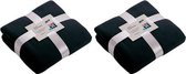 2x Fleece dekens/plaids marineblauw 130 x 170 cm -  Woondeken - Fleecedekens