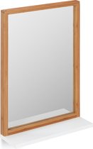 Relaxdays wandspiegel rechthoek - spiegel met plankje - badkamerspiegel - bamboe - MDF