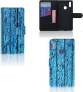 Smartphone Hoesje Huawei Y7 (2019) Book Style Case Blauw Wood