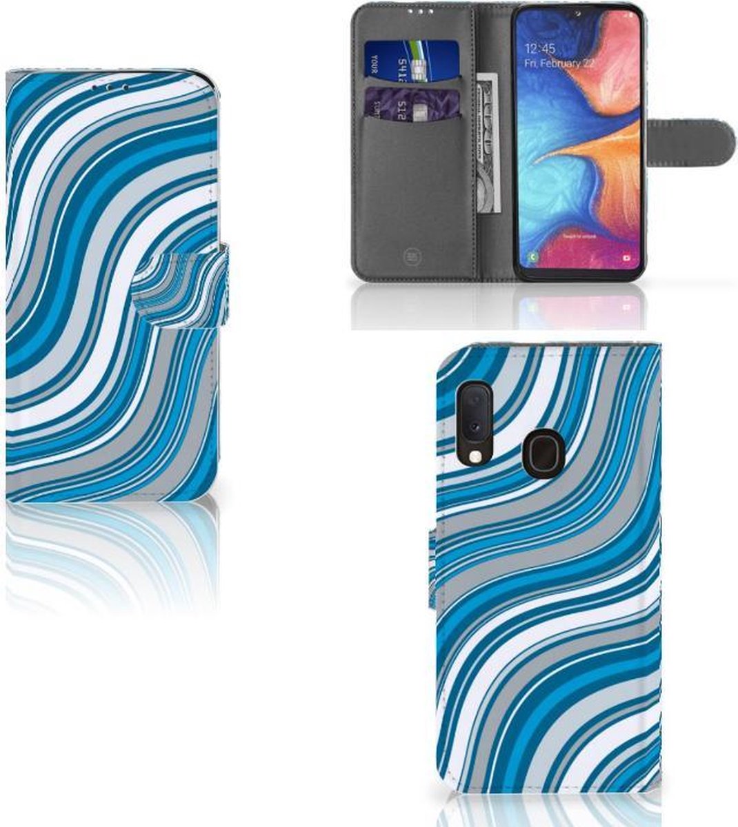Samsung Galaxy A20e Telefoon Hoesje Waves Blue