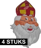 4x Wanddecoratie Sinterklaas 62 cm - Muurversiering bord van de Sint 4 stuks