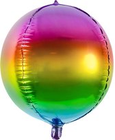 PARTYDECO - Ronde aluminium regenboog ballon - Decoratie > Ballonnen