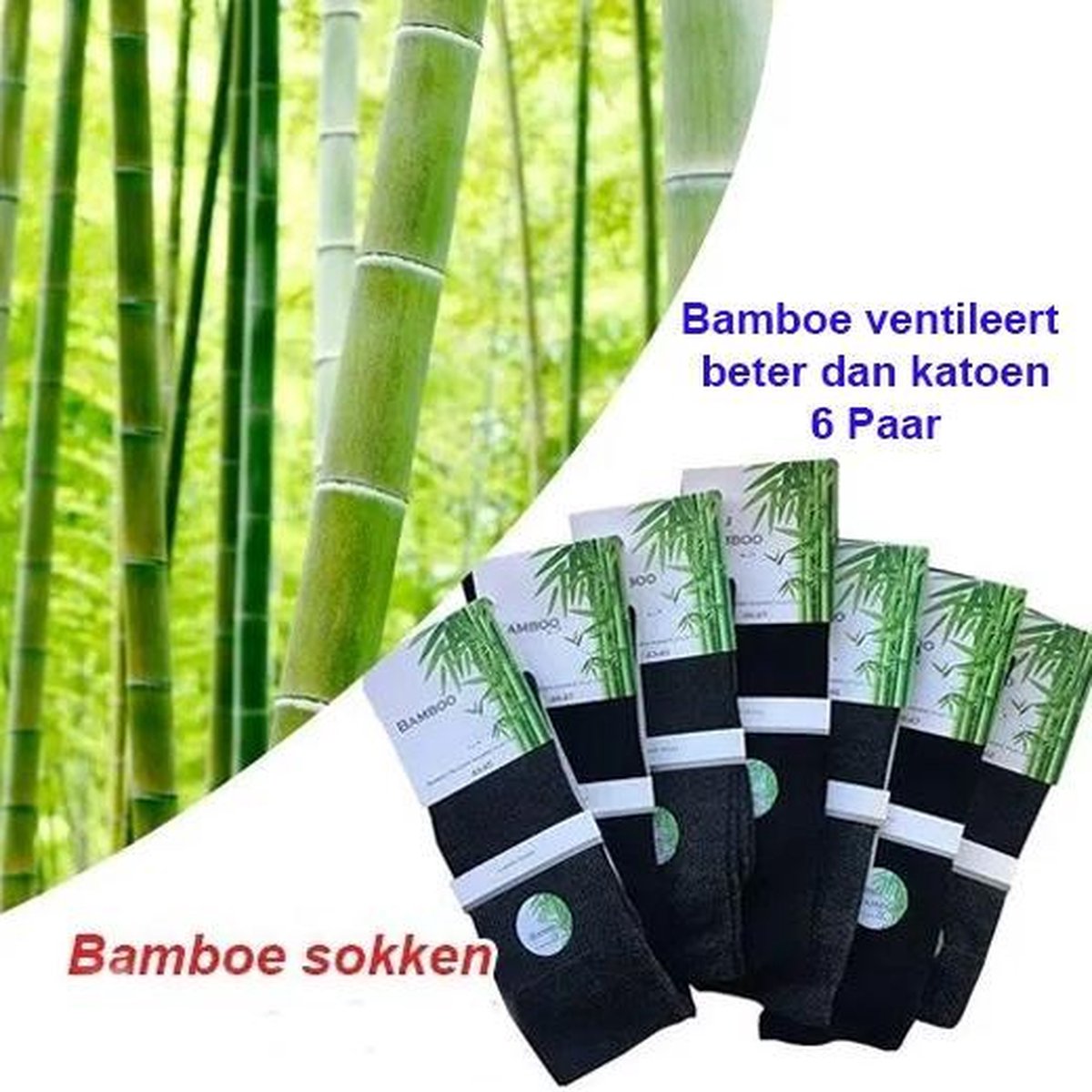 6-pack Bamboe sokken | Maat 46-47 | Zwart | bol