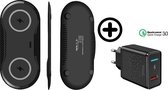 DrPhone Compaq V2 - 2 in 1 Draadloze Dubbele Oplader - Qi Laadstation - 5V-2A - 10W - Zwart