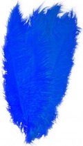 2x Pieten veren/struisvogelveren blauw 50 cm - Sinterklaas feestartikelen - Sierveren/decoratie pietenveren - Spadonis veren