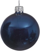 4 Glazen kerstballen glans 10 cm nacht blauw