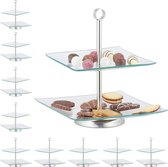 Relaxdays 10x etagere glas- etagère muffins - cupcakes - bruiloft - verjaardag - 2-laags