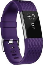 Fitbit Charge 2 siliconen bandje |Paars / Purple |Diamant patroon | Premium kwaliteit | Maat: S/M | TrendParts