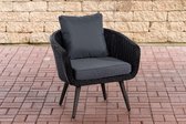 Clp Ameland - Fauteuil - 5 mm Rond Polyrotan - Zithoogte 40 cm - - Zwart Grijs