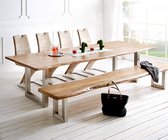 Massief houten tafel Live-edge acacia natuur 300x100 boven 3,5 cm breed houten tafel
