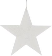 Kersthangers - Wooden star 25cm rope 5pc White-wash