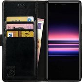 Rosso Element Book Case Wallet Hoesje Geschikt voor Sony Xperia 5 | Portemonnee | 3 Pasjes | Magneetsluiting | Stand Functie | Zwart