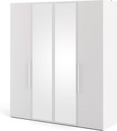 Lay kledingkast H219 x B195 cm met schuifdeuren, 2 spiegels mat wit.