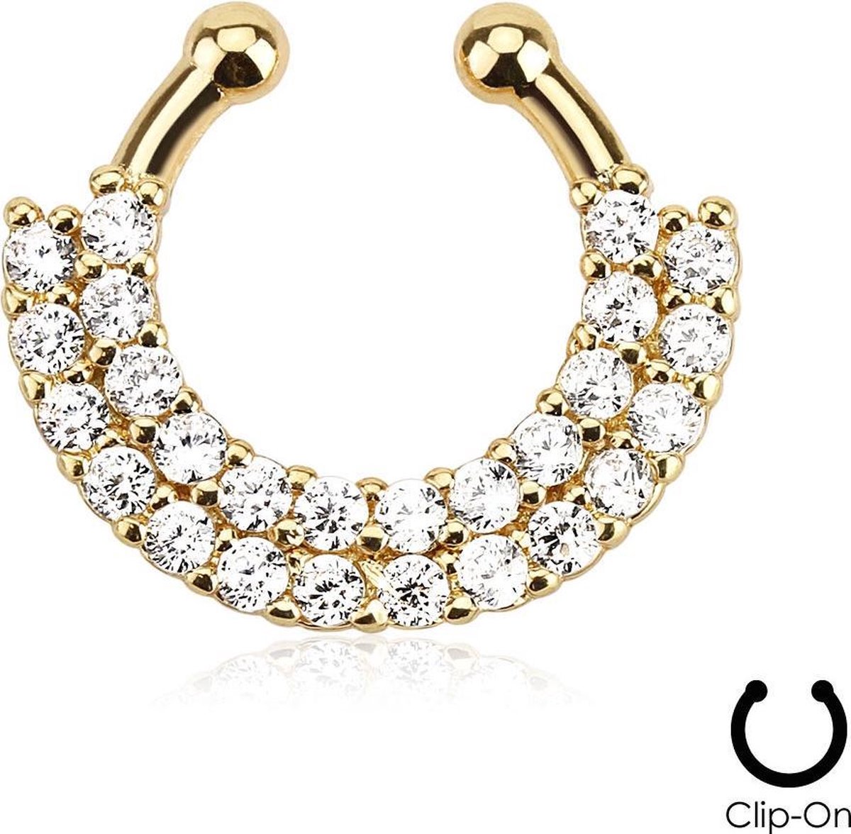 Gold plated Double Jewelled Wit FAKE Hanger - LMPiercings NL