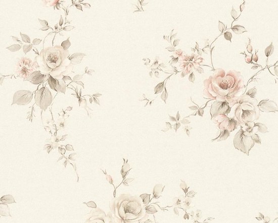 crème floral vert & rose papier peint galerie Pr33835-imprimés floraux 2 