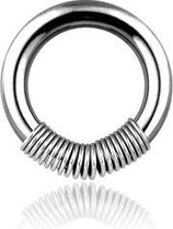 Helix piercing ring met springveer 1.6mm draaddikte / 10 mm