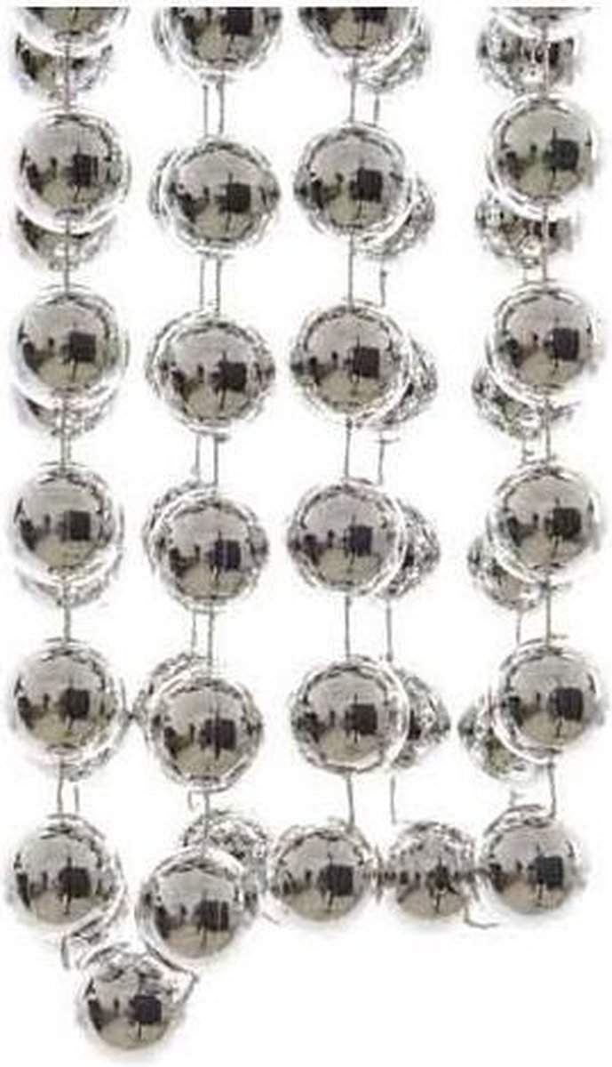Kerstslingers XXL kralen zilver 270 cm 2 stuks - Guirlande kralenslingers - Zilveren kerstboom versieringen
