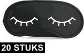 20x Slaapmaskers met slapende oogjes zwart/wit - one size - slaapmaskertje / oogmasker