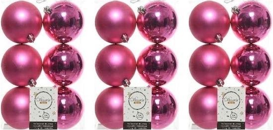 18x Fuchsia roze kunststof kerstballen 8 cm - Mat/glans - Onbreekbare  plastic... | bol.com