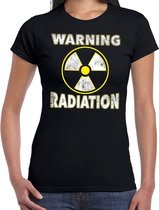 Halloween Halloween warning radiation verkleed t-shirt zwart voor dames - horror shirt / kleding / kostuum XS