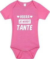 Hoera je wordt tante tekst baby rompertje roze meisjes - Kraamcadeau - Babykleding 92 (18-24 maanden)