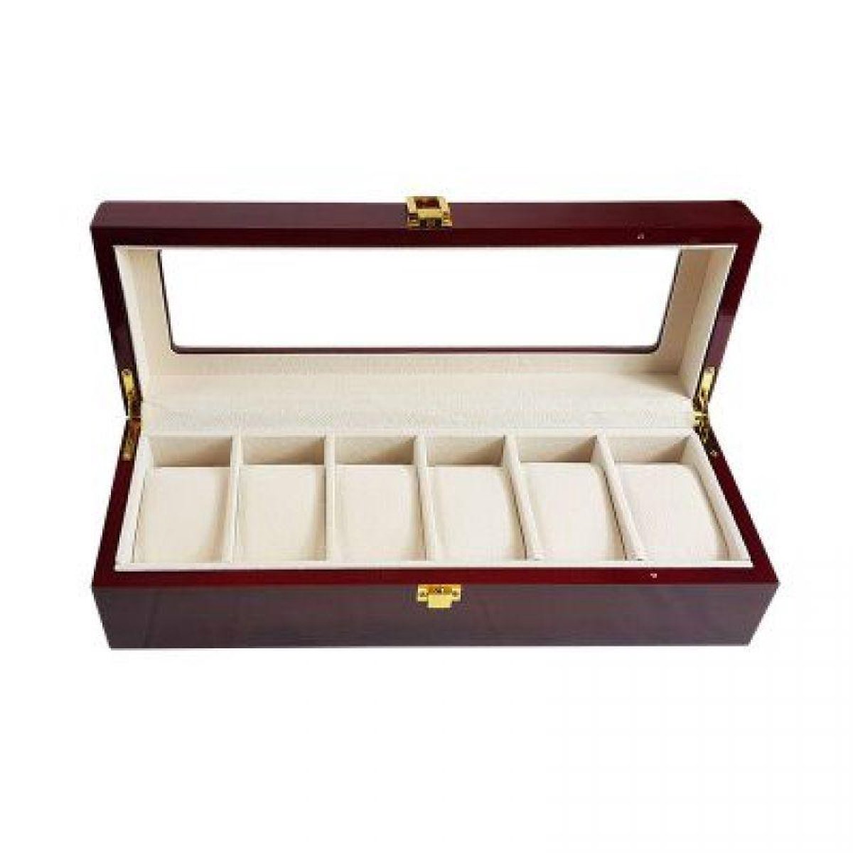 Luxe klassieke houten horlogebox voor 6 horloges Rood