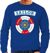 Zeeman/sailor verkleed sweater blauw voor heren - maritiem carnaval / feest trui kleding / kostuum L