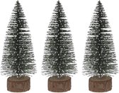 3x Miniatuur kerstboompjes groen 25 cm - Kerstdorp maken Kerstbomen 3 stuks