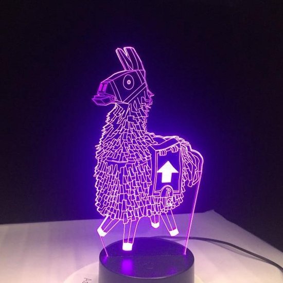 Vochtigheid smog Productie 3D Led Lamp Fortnite Lama Stash Alpaca Lama Litteken Chug Jug Reaper  Zweefvliegtuig... | bol.com