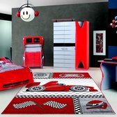 Vloerkleed modern Kids racewagen rood 160x230 cm