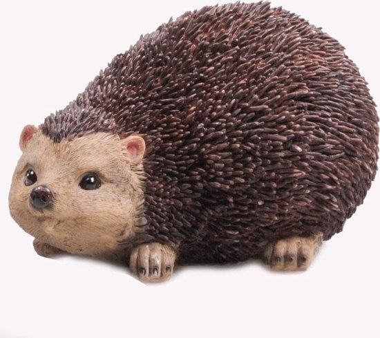 Tuin decoratie beeldje - egel - bruin - 22 x 13 cm - polystone - dieren beelden - buiten — afbeelding 3