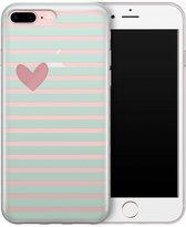 iPhone 7 Plus / iPhone 8 Plus transparant hoesje - Mint hart | Apple iPhone 8 Plus case | TPU backcover transparant
