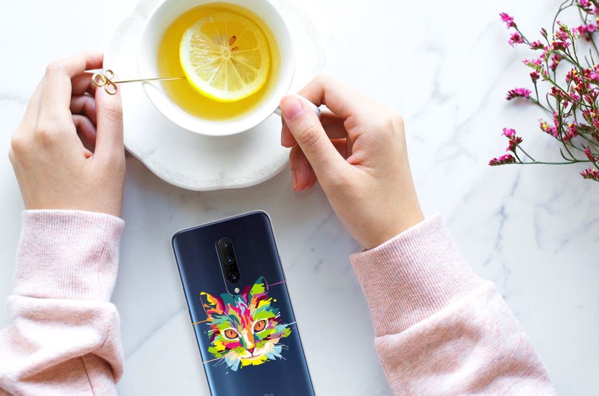 OnePlus 7 Pro Telefoonhoesje met Naam Cat Color