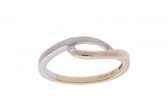Verlinden Juwelier - Ring - Dames - geel en wit-  goud -  zirconia - maat 54 - 2,1 gram