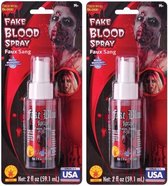 Halloween - 2x Vloeibaar nep bloed spray 59 ml - Vloeibaar nepbloed voor Halloween/theater gebruik