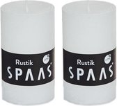 2x Witte rustieke cilinderkaarsen/stompkaarsen 5 x 8 cm 17 branduren - Geurloze kaarsen - Woondecoraties