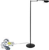 TRIO Leuchten - Vloerlamp met dimmer - 1 lichts - H 1220 mm - Zwart