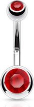 Intieme piercing dubbel steentje rood groot