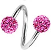 Wenkbrauwpiercing crystal twist roze