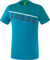 Erima Teamline 5-C T-Shirt Kind Oriental Blue-Colonial Blue-Wit Maat 164