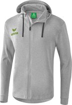 Erima Essential Sweatjack Met Capuchon - Licht Grey Melange / Twist Of Lime | Maat: L