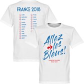 Frankrijk Allez Les Bleus WK 2018 Selectie T-Shirt - Wit - S