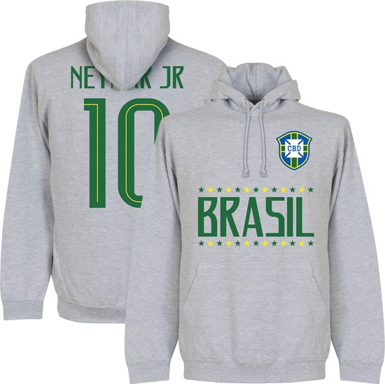 Brazilië Neymar JR 10 Team Hooded Sweater - Grijs - L