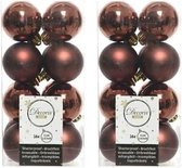 32x Mahonie bruine kunststof kerstballen 4 cm - Mat/glans - Onbreekbare plastic kerstballen - Kerstboomversiering roodbruin