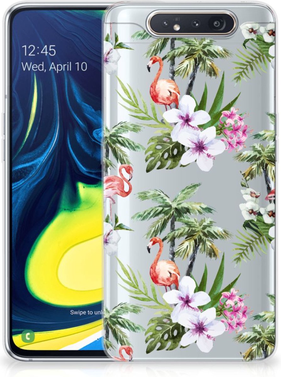 Samsung Galaxy A80 TPU Hoesje Flamingo Palms