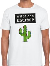Wil je een knuffel? tekst t-shirt wit voor heren - heren feest t-shirts XXL